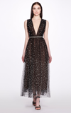 MARCHESA WOMEN'S PEARL-EMBROIDERED TULLE MIDI DRESS