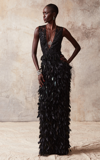 NAEEM KHAN WOMEN'S FEATHERED COLUMN GOWN