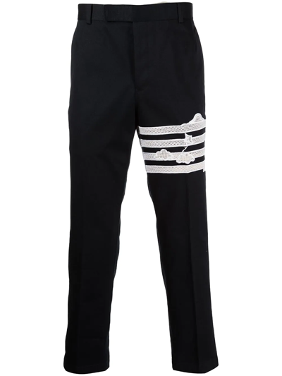 Thom Browne Drawcord Waist Track Pants With Four Stripes In Black