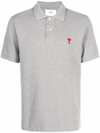 Ami Alexandre Mattiussi Ami Paris Ami De Coeur Logo Embroidered Short-sleeved Polo Shirt In Gray