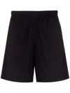 Alexander Mcqueen Black Jersey Bermuda Shorts With Side Logo In Schwarz