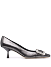 SERGIO ROSSI CRYSTAL-EMBELLISHED SQUARE-TOE PUMPS