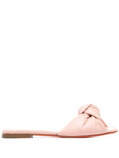 Santoni Knot-detail Leather Sandals In Pink
