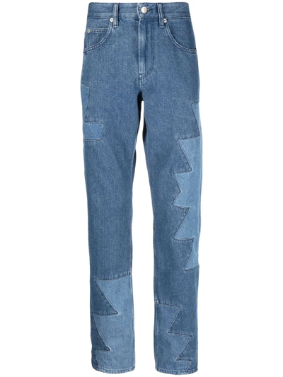 Isabel Marant Jeilan Straight-leg Patchwork Jeans In Blue