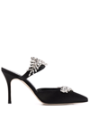 Manolo Blahnik Lurum Crystal-embellished Mules In Schwarz