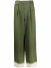 NICK FOUQUET WIDE-LEG CONTRAST-CUFF TROUSERS