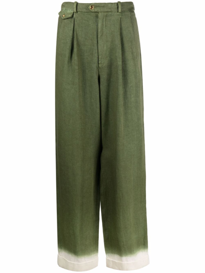 Nick Fouquet Uggero Tie-dye Straight-leg Trousers In Green
