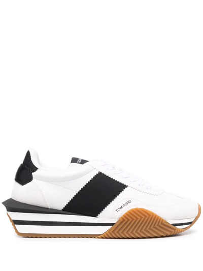 Tom Ford White James Low Top Leather Trainers