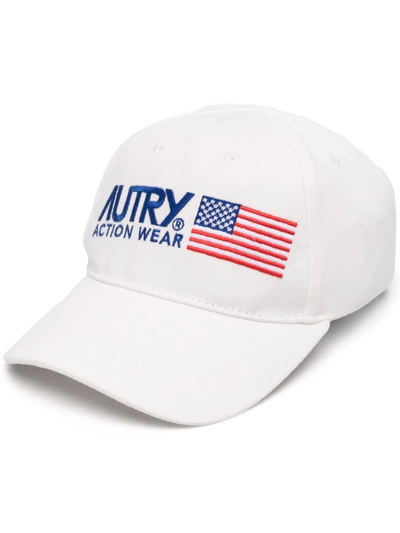 Autry Cap With Flag Embroidery Unisex In White