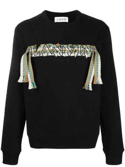 Lanvin Oversized Curb Logo Appliqué T-shirt In Black