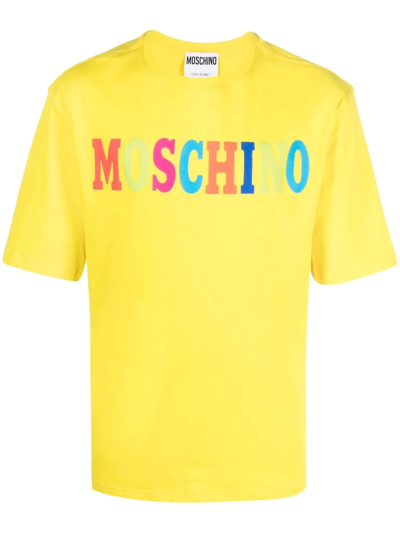 Moschino Colour-blocked Logo T-shirt In Gelb