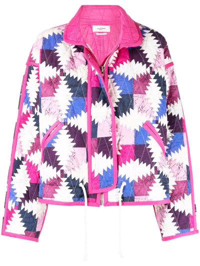 Isabel Marant Étoile Hazzle Printed Cotton-twill Jacket In Pink