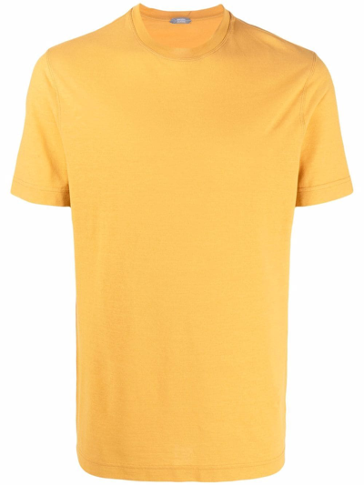 Zanone Crew-neck T-shirt In Yellow