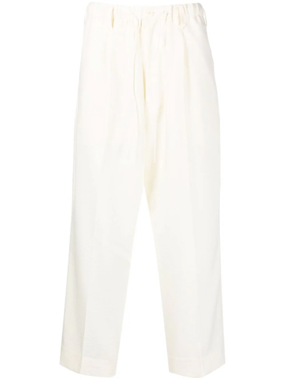 Y-3 Drawstring Cropped Trousers In Nude