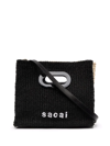 Sacai Logo-embroidered Woven Shopper In Nude