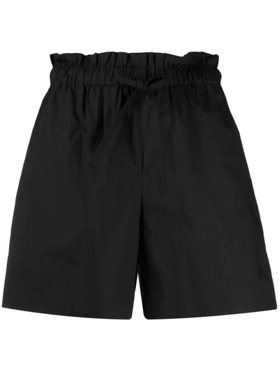 Woolrich Paperbag-waist Drawstring Shorts In Black