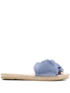 Manebi Denim Knotted Flat Slides In Blau