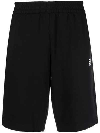 Ea7 Oversized Logo-print Track Shorts In Black,white