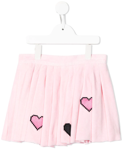 Natasha Zinko Kids' Velour Pleated Skirt In Pink