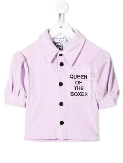 Natasha Zinko Kids' Queen Of The Boxes Velour Shirt In Purple