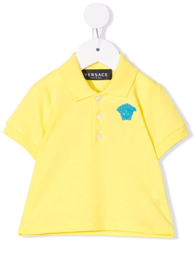 Versace Babies' 美杜莎头纹图案polo衫 In Yellow