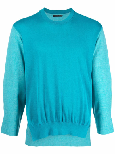 Pre-owned Issey Miyake 2000s Colour-block Panelled Jumper In Blue