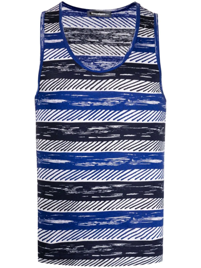 Pre-owned Issey Miyake 1980s Striped Tank Top In Blue