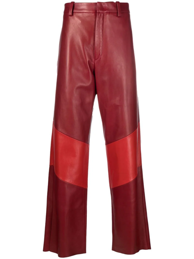 Jil Sander Lambskin Stripe-pattern Trousers In Red