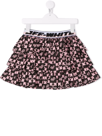 Off-white Kids' Little Girl's & Girl's Monogram Logo Shorts In Black Pink