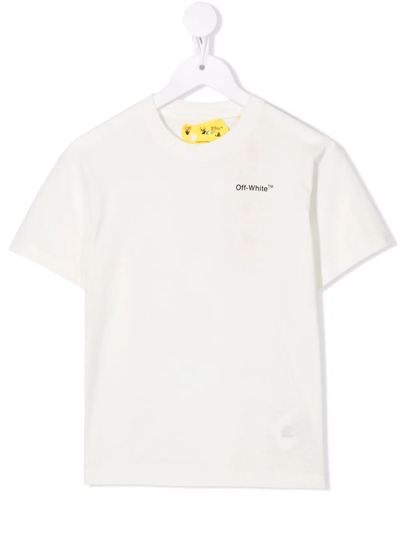 Off-white Kids' Racing Graphic-print Stretch-cotton T-shirt 4-12 Years In White