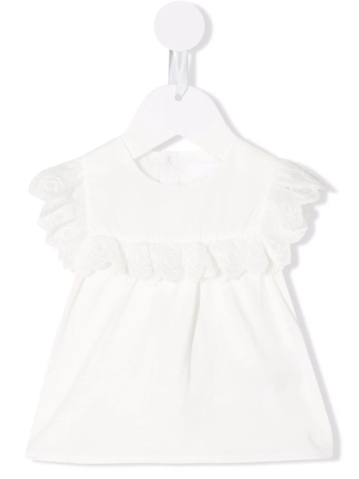 Chloé Babies' 荷叶边细节罩衫 In White