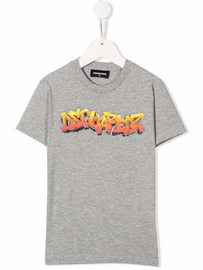 Dsquared2 Kids' Logo-print T-shirt In Grey