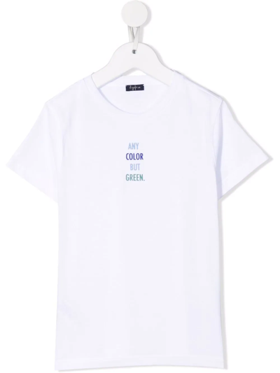 Il Gufo Kids' Slogan Cotton T-shirt In Blue