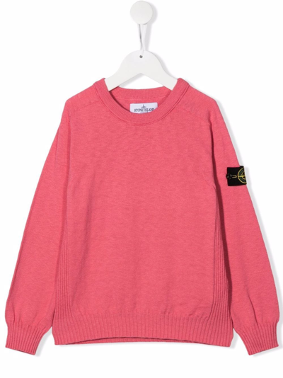 Stone Island Junior Kids' Logo-patch Sleeve Sweatshirt In Pink