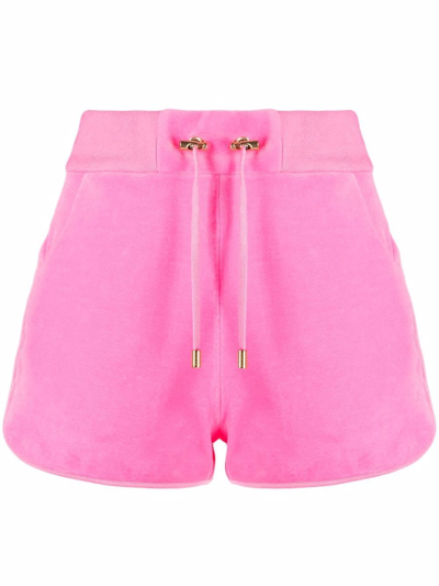 Balmain Embossed Cotton And Cashmere-blend Shorts In Pink