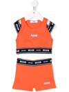 Msgm Kids Orange Sports Set With Logoed Elastic Bands In Orange
