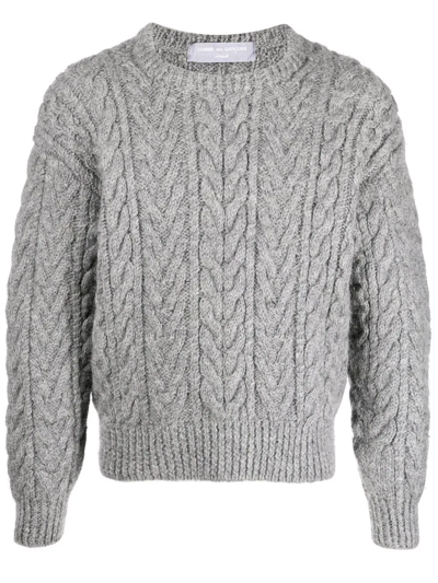 Pre-owned Comme Des Garçons 1988 Cable-knit Crew-neck Jumper In Grey