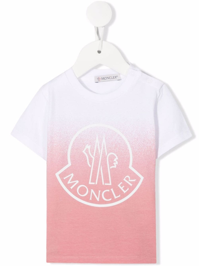 Moncler Babies' Dip-dye Logo Stretch-cotton T-shirt 3-36 Months In Pink
