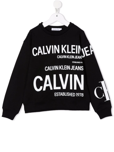 Calvin Klein Kids' Logo-print Sweatshirt In Black