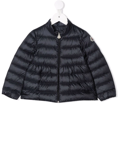 Moncler Babies' High-neck Zip-up Quilted Jacket In Blue