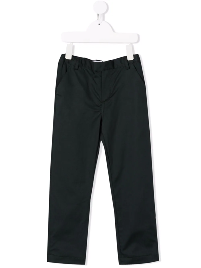 Bonpoint Kids' Straight-leg Cotton Trousers In Grün