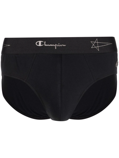 Rick Owens X Champion Logo-patch Jersey Briefs In Black