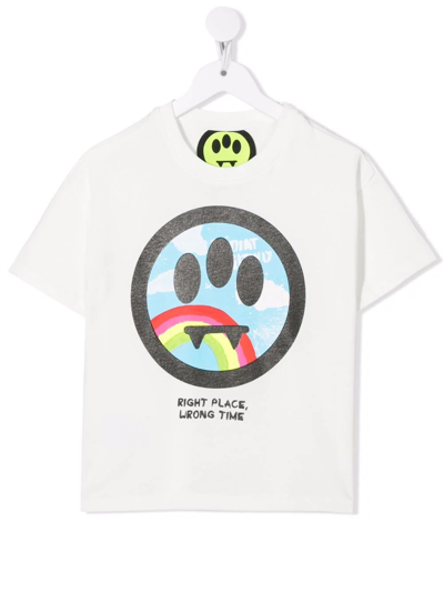 Barrow Kids' Graphic-print Crewneck T-shirt In White