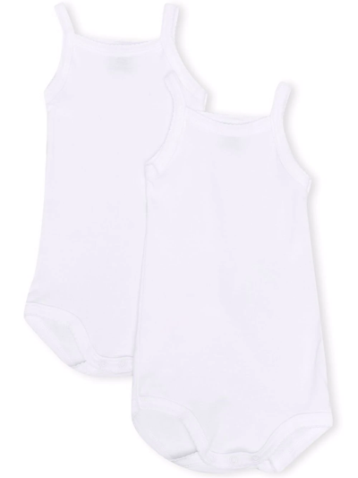 Petit Bateau Babies' 纯色连体衣（两件装） In White