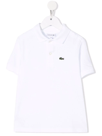 Lacoste Kids' Logo-embroidered Short-sleeved Polo Shirt In White