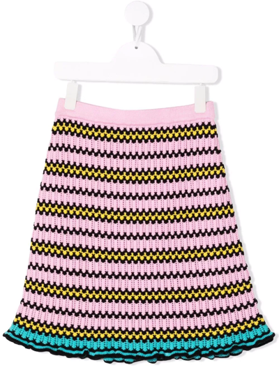 Marni Teen Striped Knit Skirt In Pink