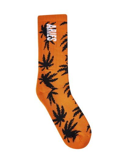 Aries Palm-tree Print Socks In Arancione