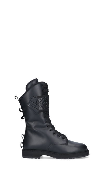 Fendi Black Signature Biker Leather Boots