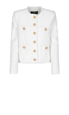 Balmain White Cropped Jacket With Patch Pockets