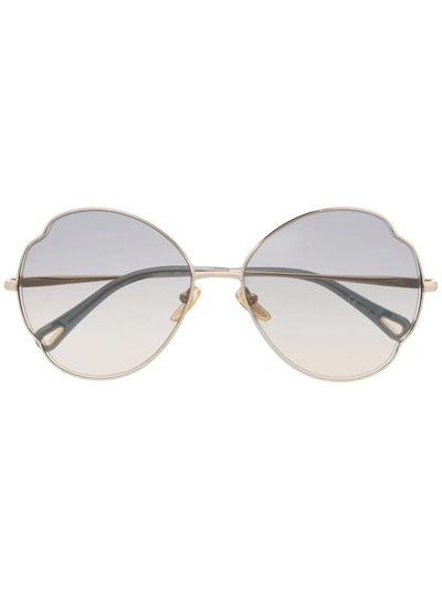 Chloé Gradient-lense Oversize Sunglasses In Gold